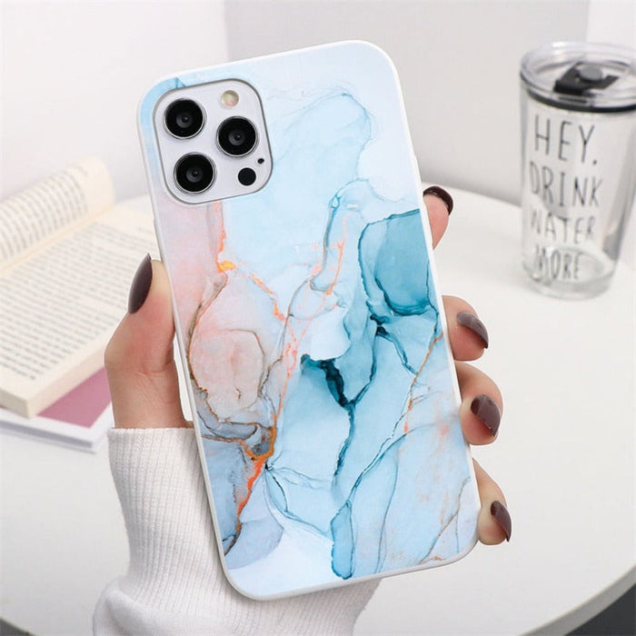 Marble Gradient Design iPhone Protective Cover: lavender, pale purple smartphone case, minimal abstract style