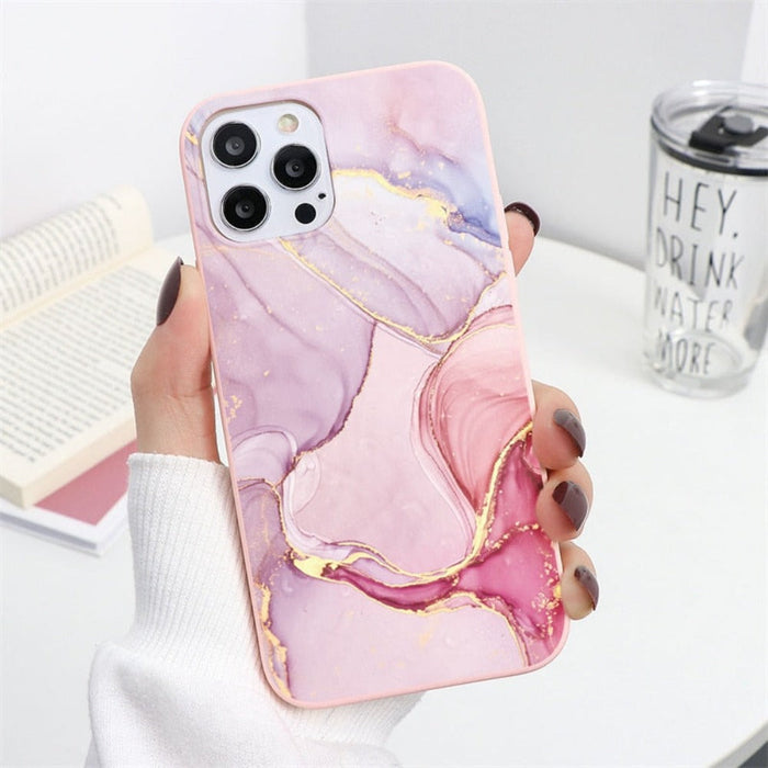 Marble Gradient Design iPhone Protective Cover: lavender, pale purple smartphone case, minimal abstract style