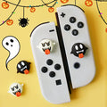Mario Joystick Caps for Switch/PS4/Xbox: white, black Halloween ghost and black monster characters, cartoon kawaii Halloween