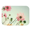 Meadow Blooms Bathroom Rug: pale mint green, pink pink flowers, botanical floral print style