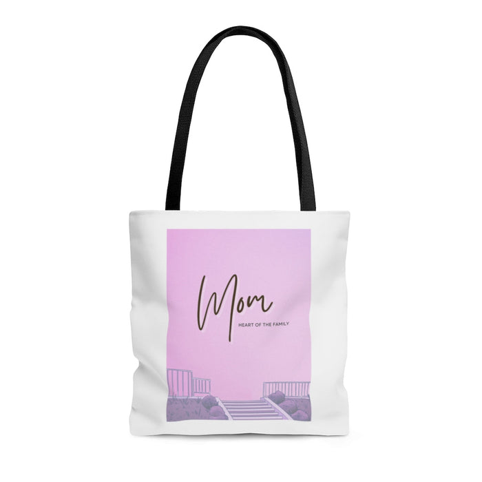 Medium Mom Shopper Tote: Celebrating the Heart of the Family: white, black Mom, minimal graphic style