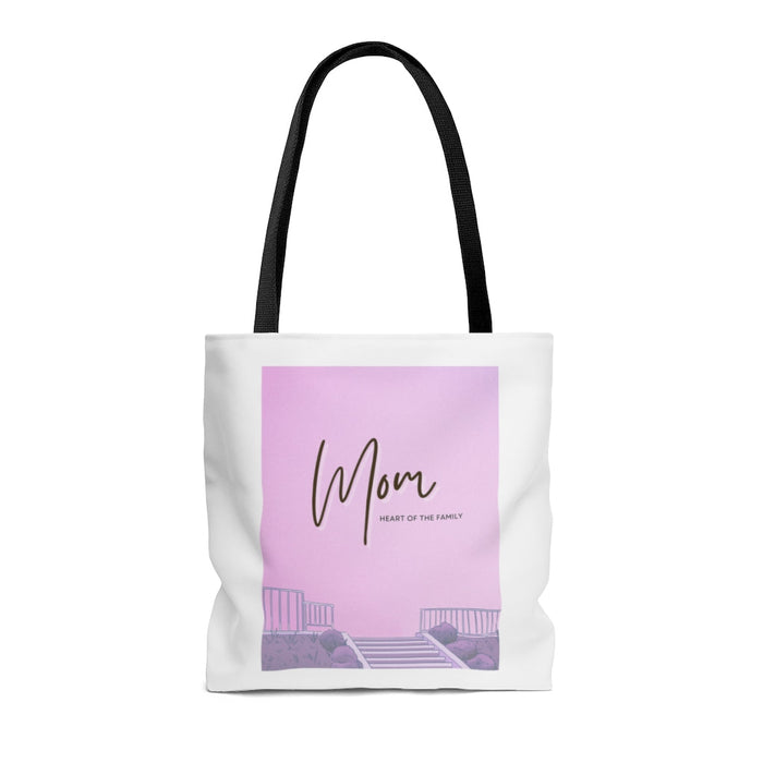 Medium Mom Shopper Tote: Celebrating the Heart of the Family: white, black Mom, minimal graphic style