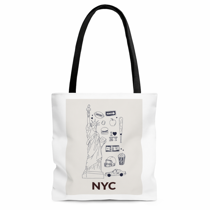 Medium Tote Bag Featuring Iconic NYC Symbols for Everyday Use Default