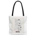 Medium Tote Bag Featuring Iconic NYC Symbols for Everyday Use: white, black New York City / NYC, minimal graphic illustration