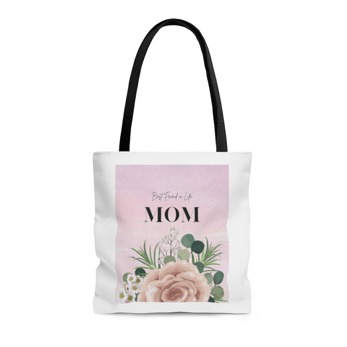 Medium Tote Bag for Your Lifelong Companion Shopper: white, black Mother's Day/mom floral theme, minimal floral graphic style