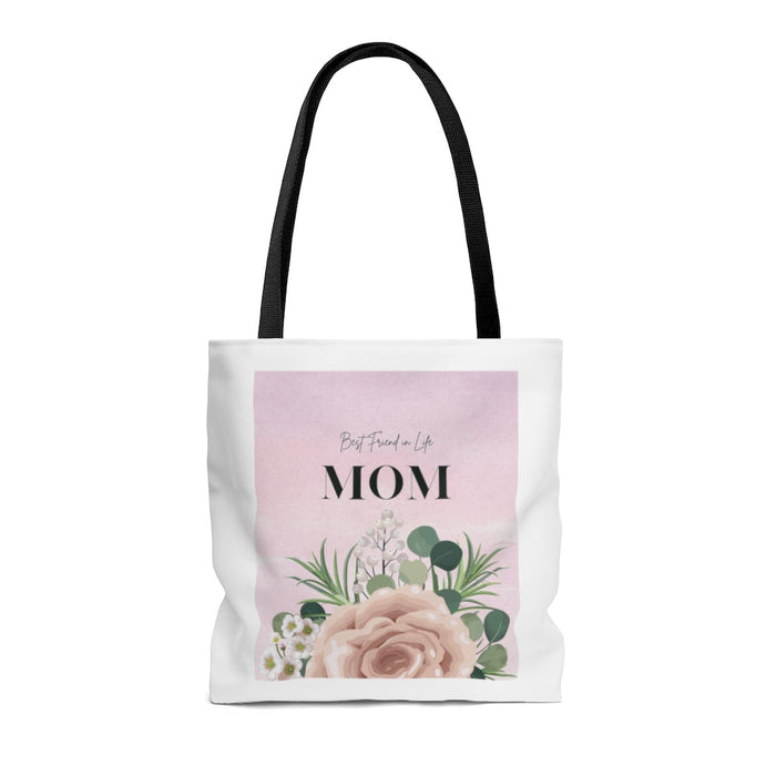 Medium Tote Bag for Your Lifelong Companion Shopper: white, black Mother's Day/mom floral theme, minimal floral graphic style