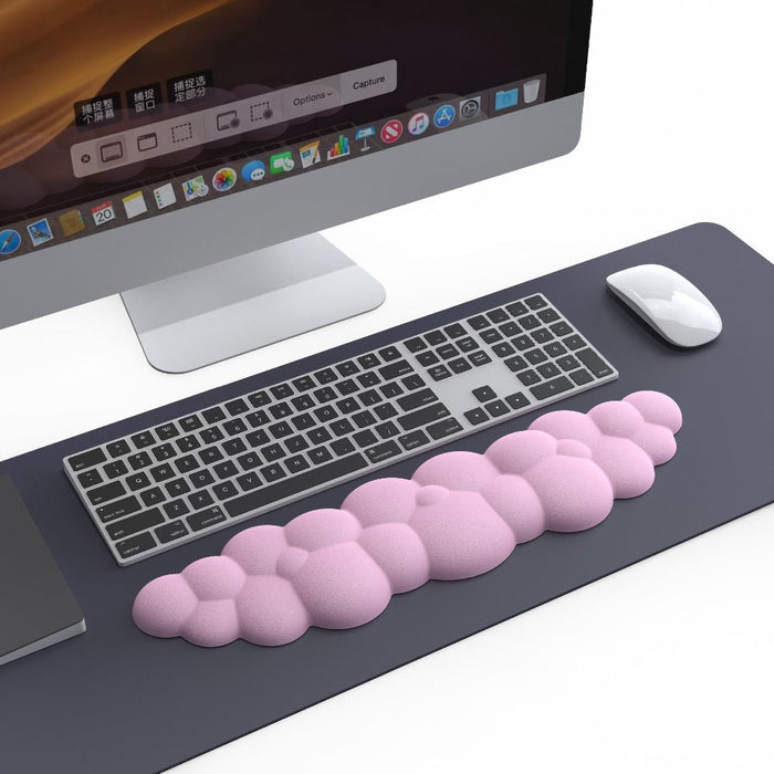 Memory Foam Mousepad with Wrist Support: pink keyboard wrist rest, minimal kawaii style