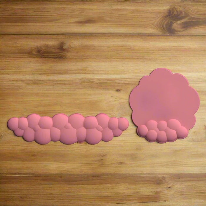 Memory Foam Mousepad with Wrist Support: pink keyboard wrist rest, minimal kawaii style