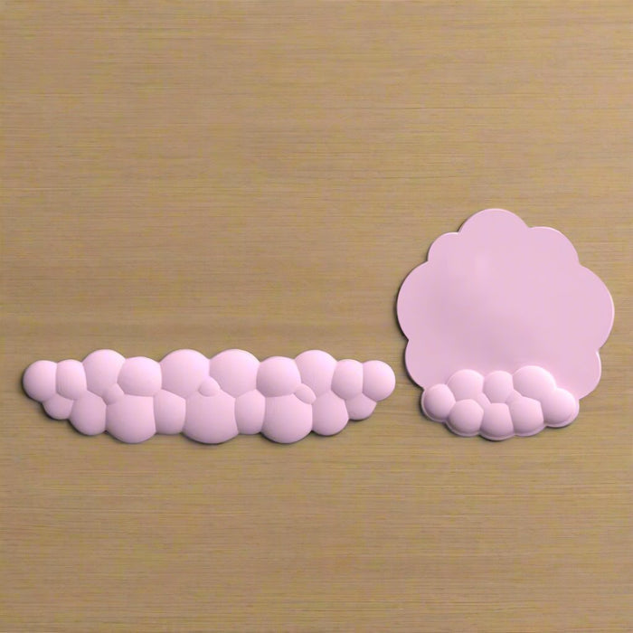 Memory Foam Mousepad with Wrist Support: pink keyboard wrist rest, minimal kawaii style
