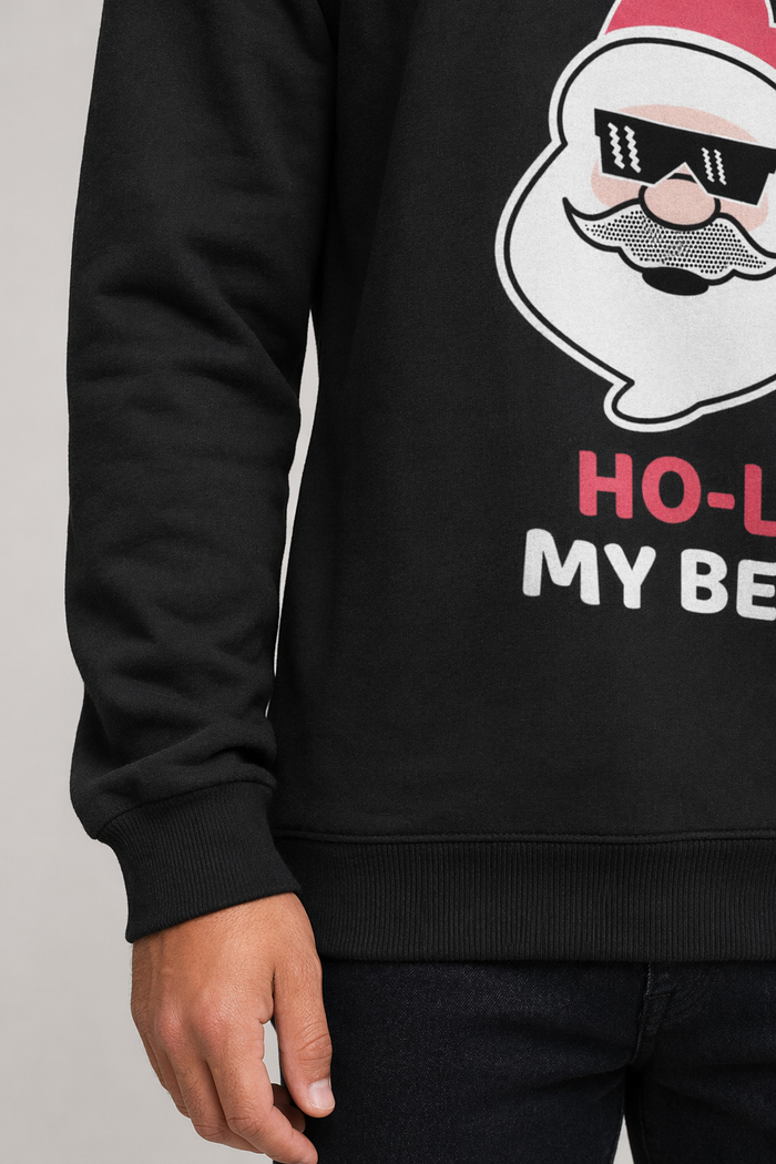 Men's Crewneck Sweatshirt featuring Santa Claus and Beer with Ho Ho Ho Print Default