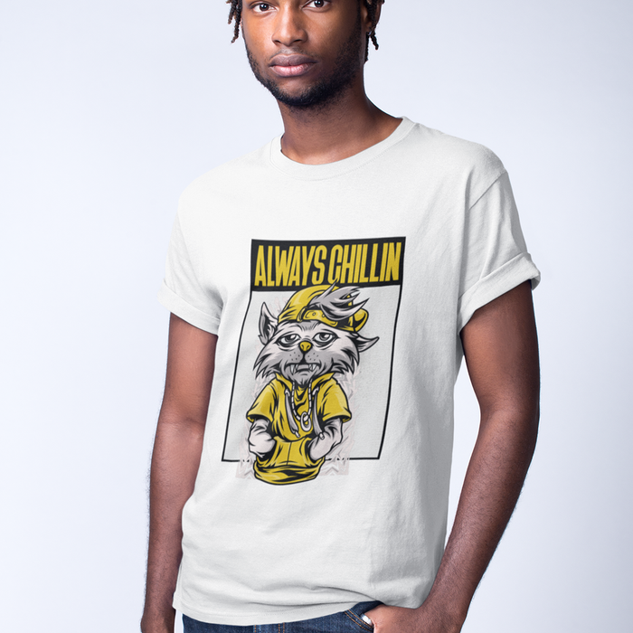 Men's Forever Relaxed Graphic Tee: black, yellow cartoon animal character, cartoon streetwear style