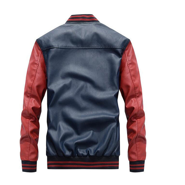 Men's Synthetic Leather Baseball Jacket: black, yellow varsity-style jacket, varsity, sporty style