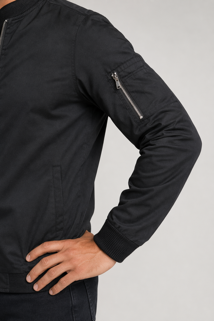 Men's Windproof Zippered Jacket Black