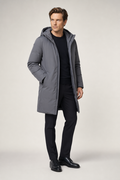 Mid-Length Hooded Men's Puffer Jacket Gray