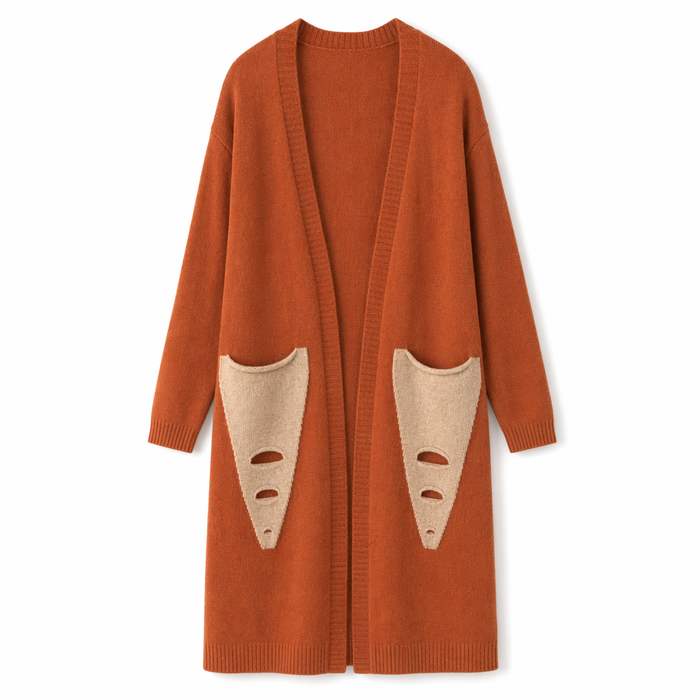 Mid Length Ladies' Cardigan Orange