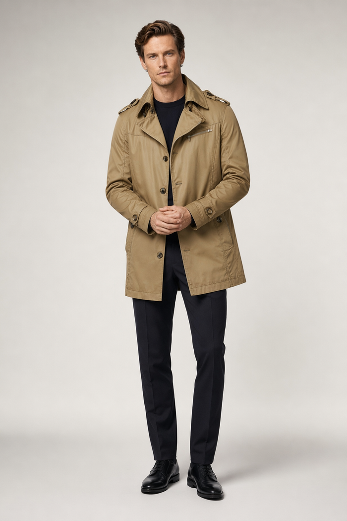 Mid-Length Trench Coat for Men: Enhancing Style and Versatility Khaki