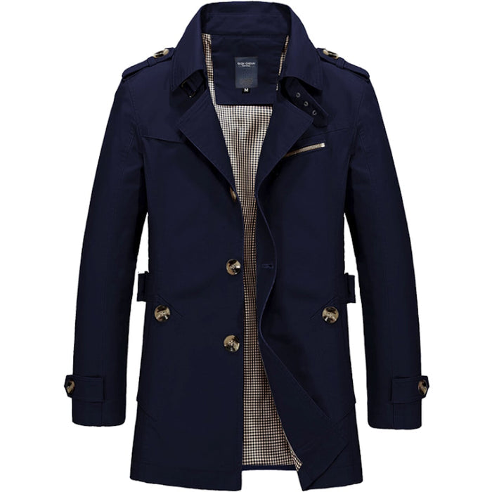 Mid-Length Trench Coat for Men: Enhancing Style and Versatility: tan, khaki coat, casual military-inspired style