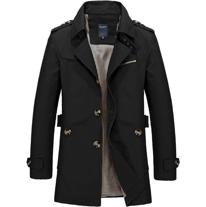 Mid-Length Trench Coat for Men: Enhancing Style and Versatility: tan, khaki coat, casual military-inspired style