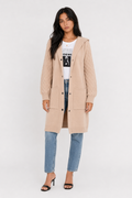 Mid-Length Women's Hooded Cardigan Khaki
