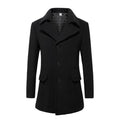 Mid Length Wool Blend Coat for Men: black coat, minimal tailored style