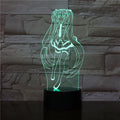 Miku LED Night Light with Remote: clear, pale yellow-green glow anime-style girl character, anime cartoon line art style