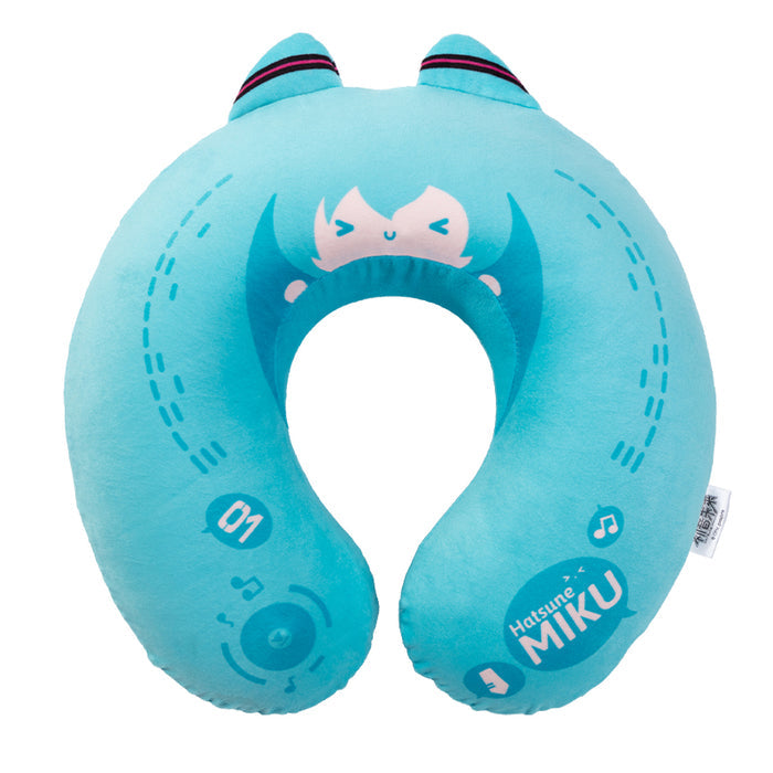 Miku Memory Foam Pillow, Officially Licensed: turquoise, teal Hatsune Miku character theme, kawaii cartoon style