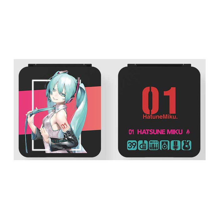 Miku Switch Game Holder Case: black, teal Hatsune Miku character, anime, graphic, futuristic style