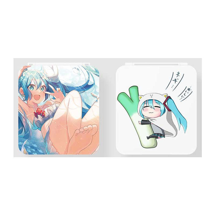 Miku Switch Game Holder Case: black, teal Hatsune Miku character, anime, graphic, futuristic style