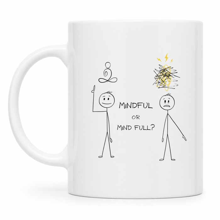 Mindful Ceramic Mug with Humorous Stick Figure Design 11oz Default