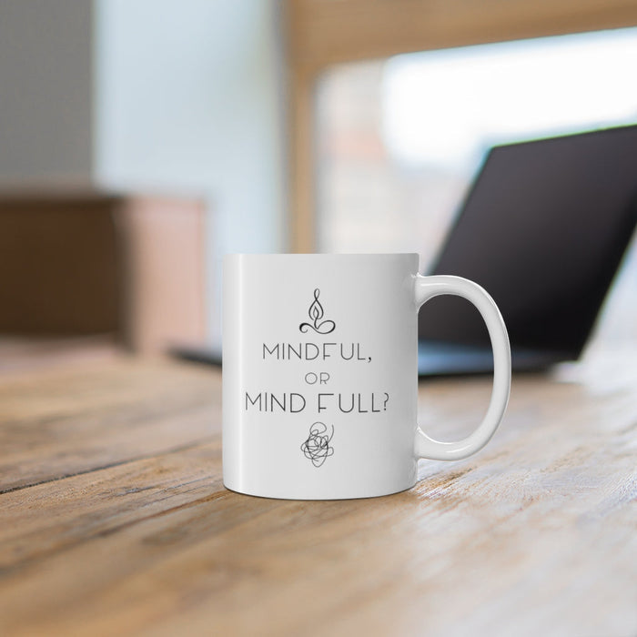 Mindful Moments Mug, Embrace the Yoga Vibe: white, black mindfulness theme, minimal style