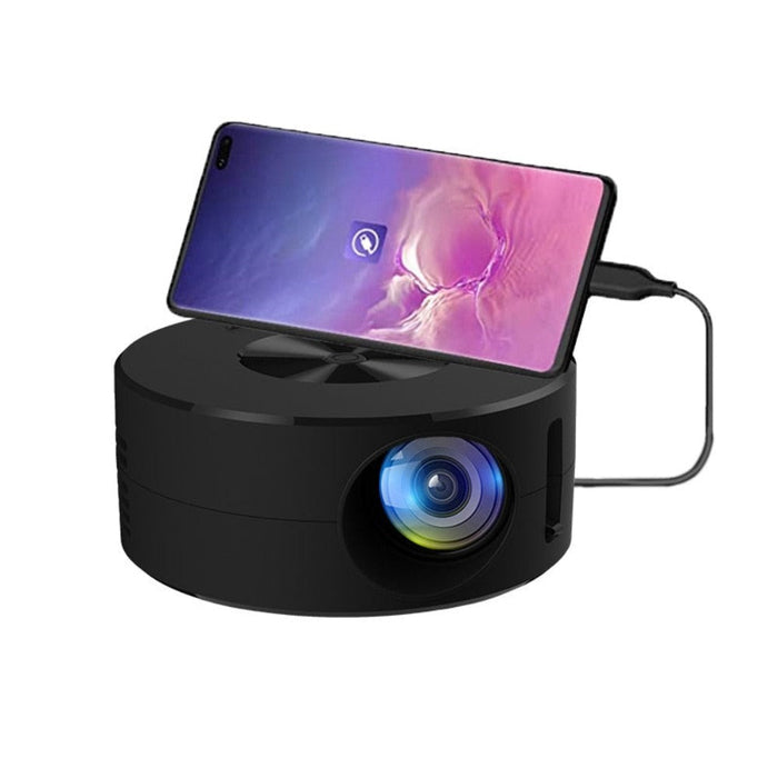 Mini Home Theater Projector, Compact Entertainment Anywhere: black, blue portable projector with smartphone resting on top, m