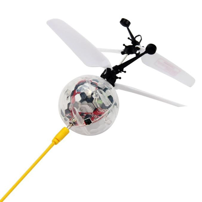Mini LED Flashing Flying Ball: multicolor, yellow flying LED toy, colorful light-up toy style