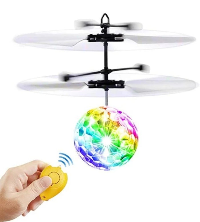 Mini LED Flashing Flying Ball: multicolor, yellow flying LED toy, colorful light-up toy style