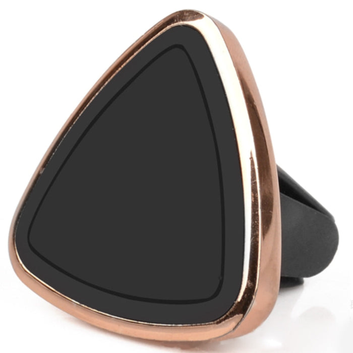 Mobile Phone Holder for Vehicle Air Vent Clip: black, rose gold ring, minimal geometric style