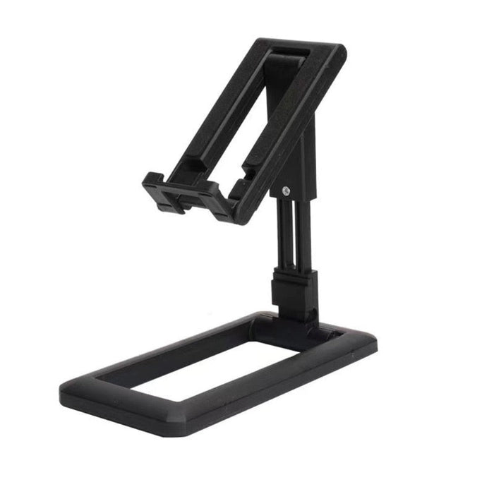 Mobile Phone Stand, Foldable and Portable: black, dark gray phone stand with charging cable, minimal style