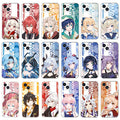 Modern Genshin Character Phone Cases: red, blue anime-style game characters, colorful anime/cartoon character art style