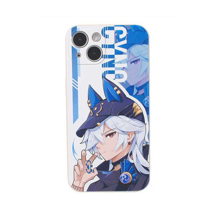 Modern Genshin Character Phone Cases: red, blue anime-style game characters, colorful anime/cartoon character art style