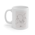 Mom and Me Ceramic Mug, 11oz: white, light gray mother and baby, minimal line art style