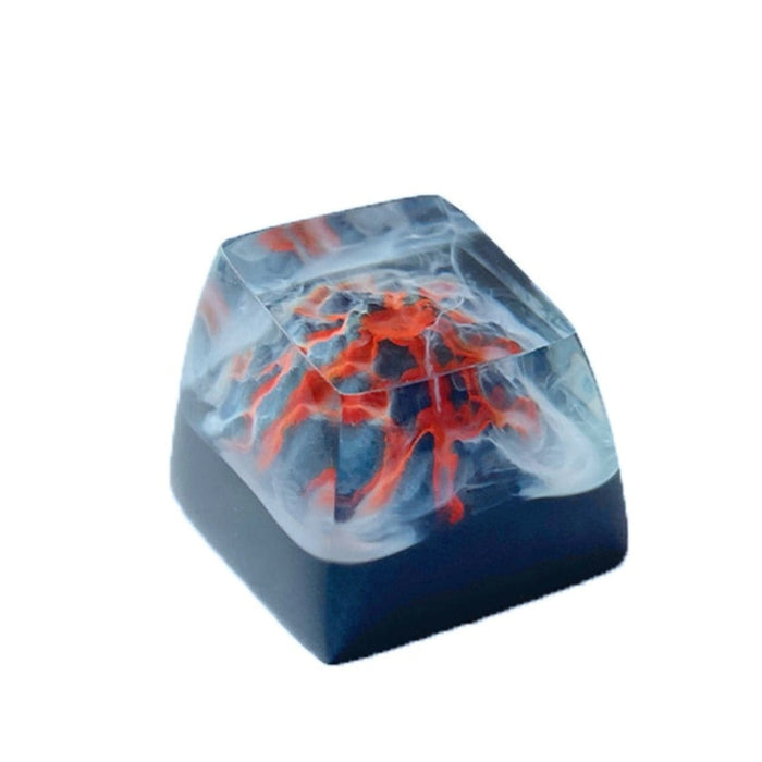 Mountain Themed Keycap: dark navy blue, clear mountain landscape, minimal abstract style