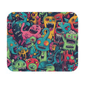 Mouse Pad for Alien Disorder II: teal, turquoise colorful cartoon monsters/creatures, kawaii cartoon graffiti-style style