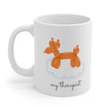 Mug with a Theme of an Orange Balloon Canine: white, orange orange balloon dog, cartoon, minimalist style