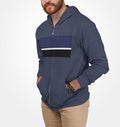 Multi-Strip Zip-Up Hoodie for Men, Heavy Blend: charcoal gray, navy blue zip-up hooded sweatshirt, casual color-block style