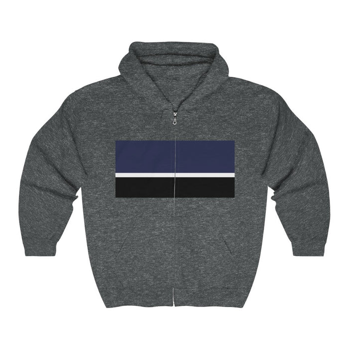 Multi-Strip Zip-Up Hoodie for Men, Heavy Blend: charcoal gray, navy blue zip-up hooded sweatshirt, casual color-block style