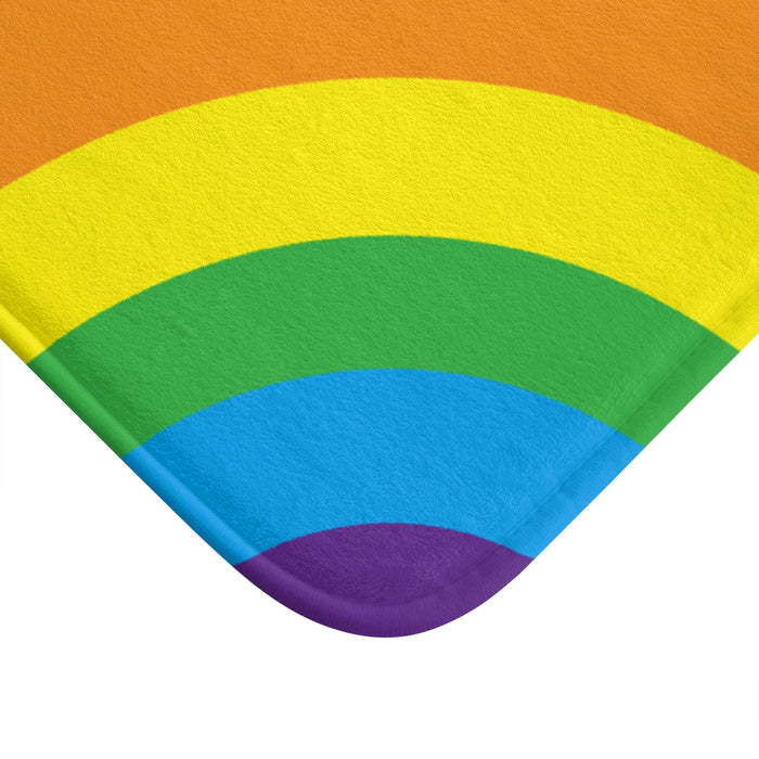 Multicolored Bathroom Rug: white, red rainbow, minimal, colorful graphic style