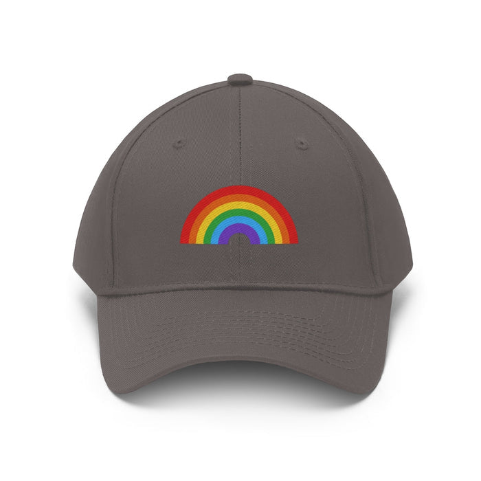Multicolored Gender-Neutral Cotton Hat: dark gray, red rainbow, minimal style