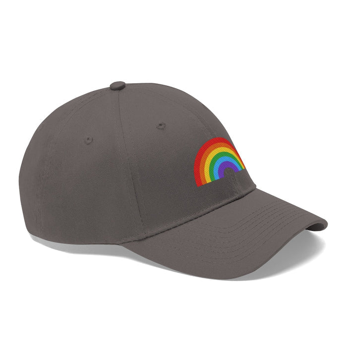 Multicolored Gender-Neutral Cotton Hat: dark gray, red rainbow, minimal style