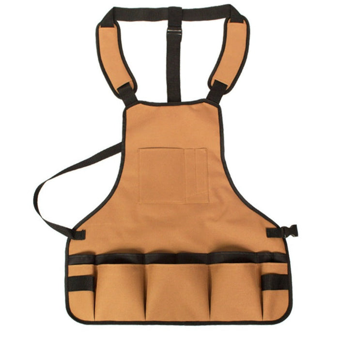 Multipockets Gardening Apron: A Revised Title: tan brown, black wearable apron/tool organizer, minimal functional workwear st