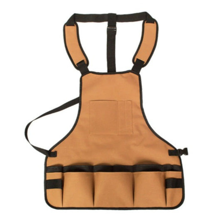 Multipockets Gardening Apron: A Revised Title: tan brown, black wearable apron/tool organizer, minimal functional workwear st