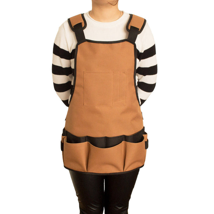 Multipockets Gardening Apron: A Revised Title: tan brown, black wearable apron/tool organizer, minimal functional workwear st