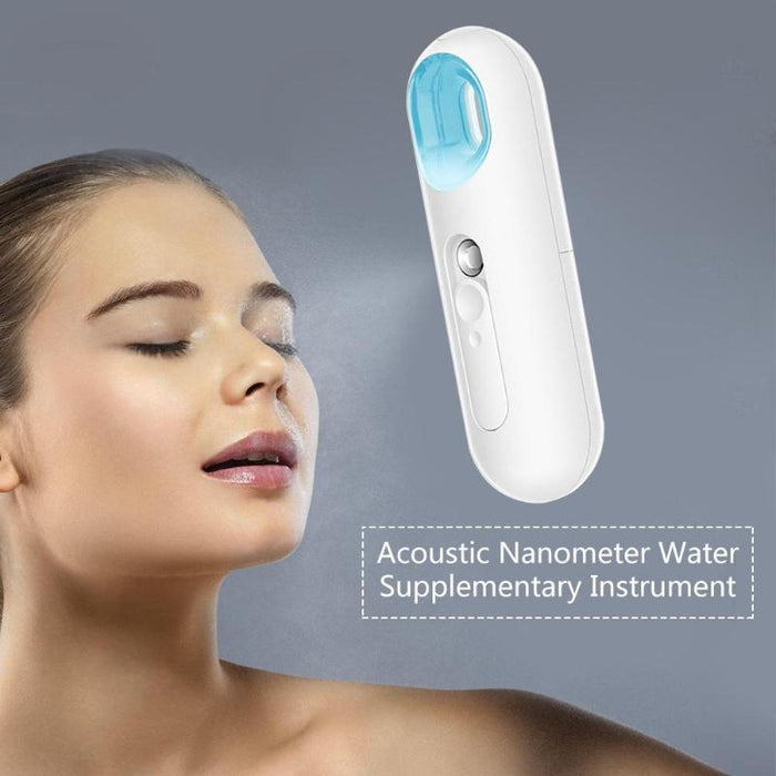 Nano Facial Moisturizing Mist Spray, Compact Handheld Hydration Solution: white, light blue handheld beauty/water spray devic